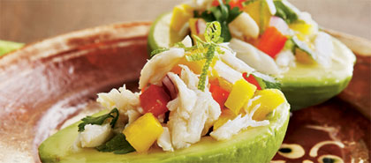 Avocado Stuffed With Crab-Mango Salad