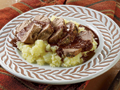 Lomo de cerdo en salsa de chipotle y chocolate
