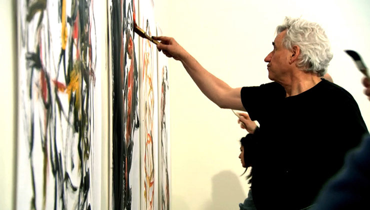 Hugh Delehanty painting on large canvas
