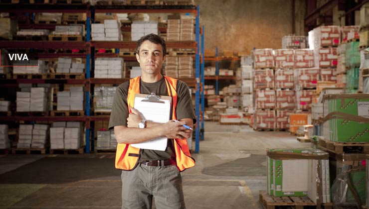 A man in a warehouse