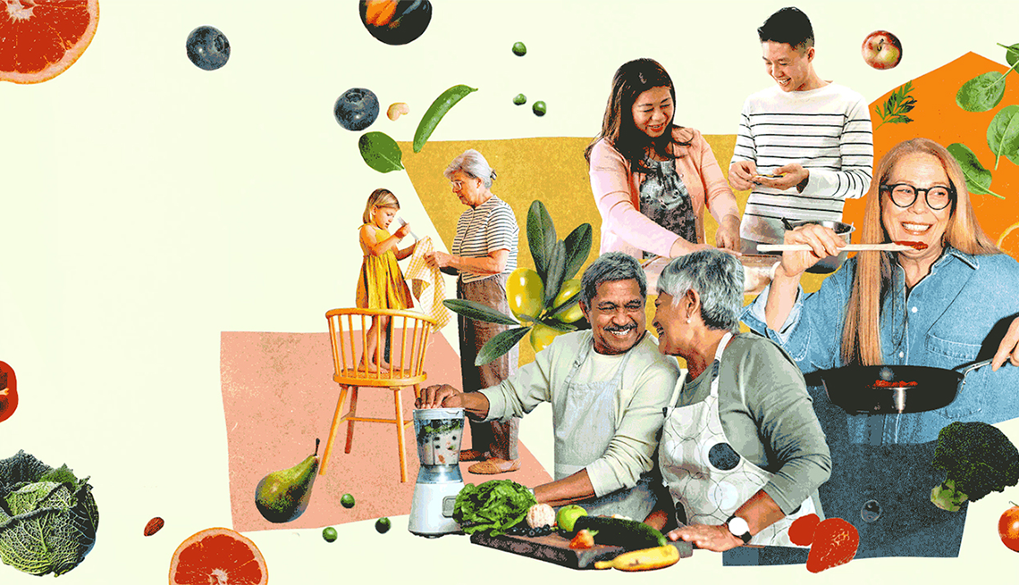 The food you eat affects your brain People cooking healthy food