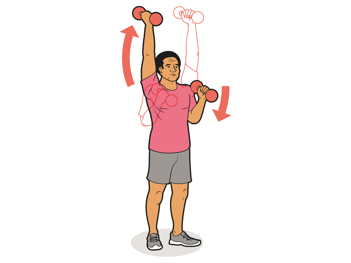 Arm workout for man. Exercise for strong arms Stock Vector