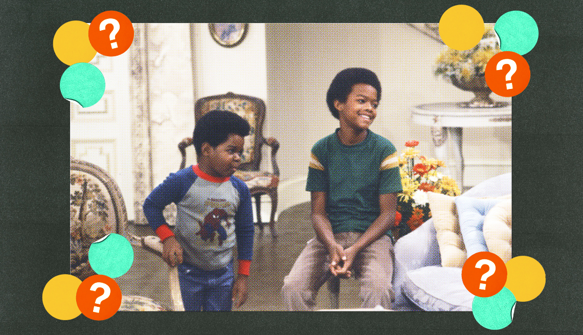 Gary Coleman as Arnold Jackson and Todd Bridges as Willis Jackson in Diff'rent Strokes; surrounded by yellow, mint green and red circles with question marks gary coleman as arnold jackson and todd bridges as willis jackson in a still from diff'rent strokes; surrounded by yellow, mint green and red circles with question marks