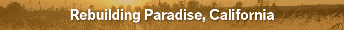 rebuilding paradise california banner with text overlaid on a scene of sun shining on a field rebuilding paradise california banner with text overlaid on a scene of sun shining on a field