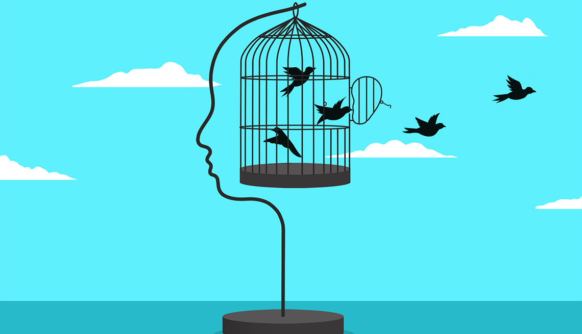 An illustration of birds flying out of a cage