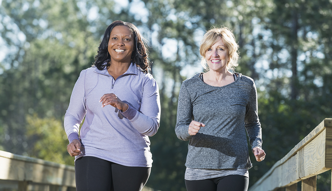 Two women jogging