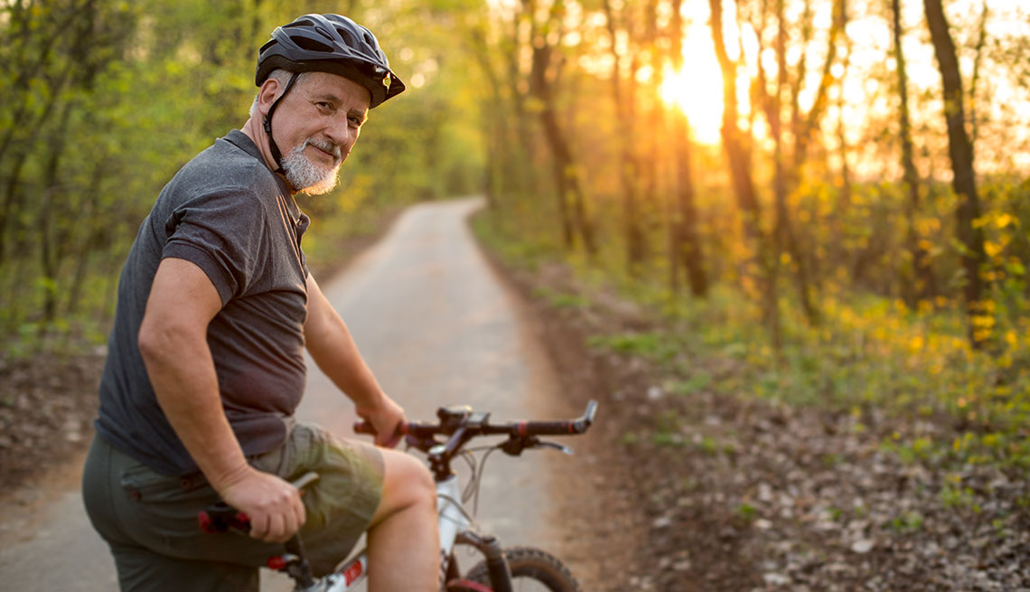 man on his mountain bike outdoors