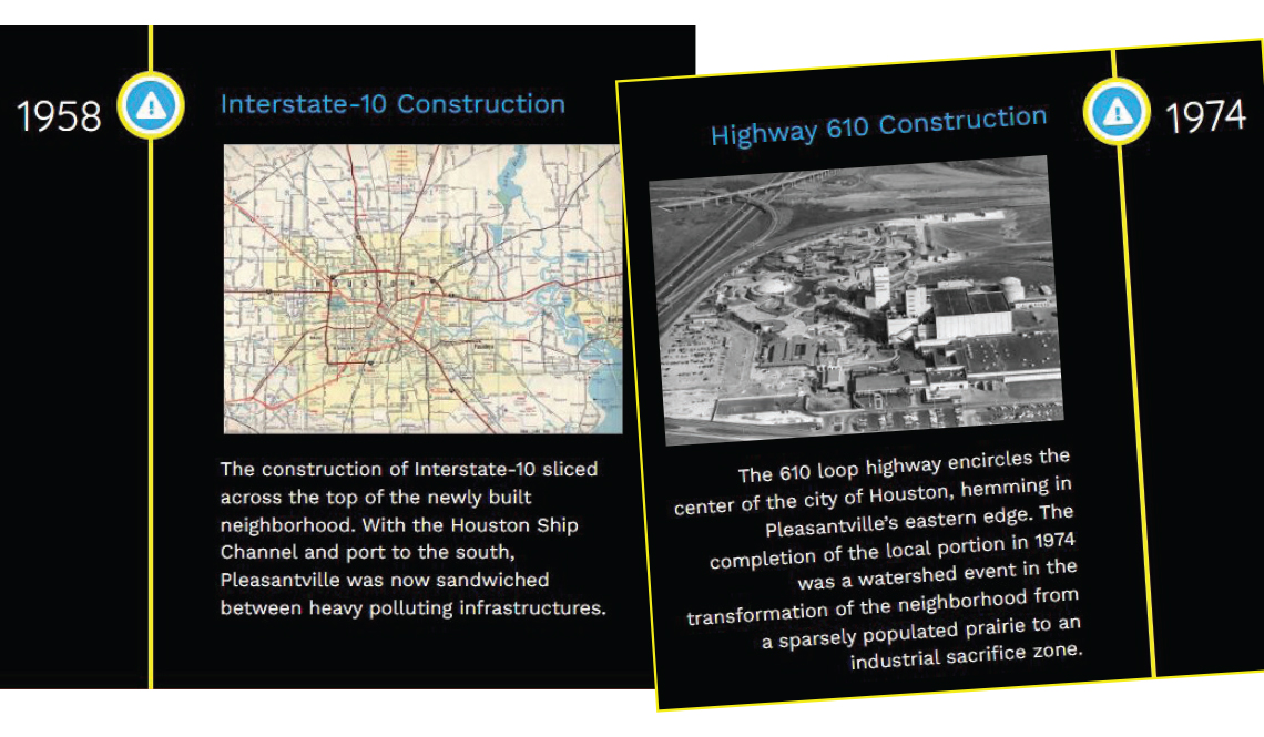 Two slides with information about the Pleasantville neighborhood