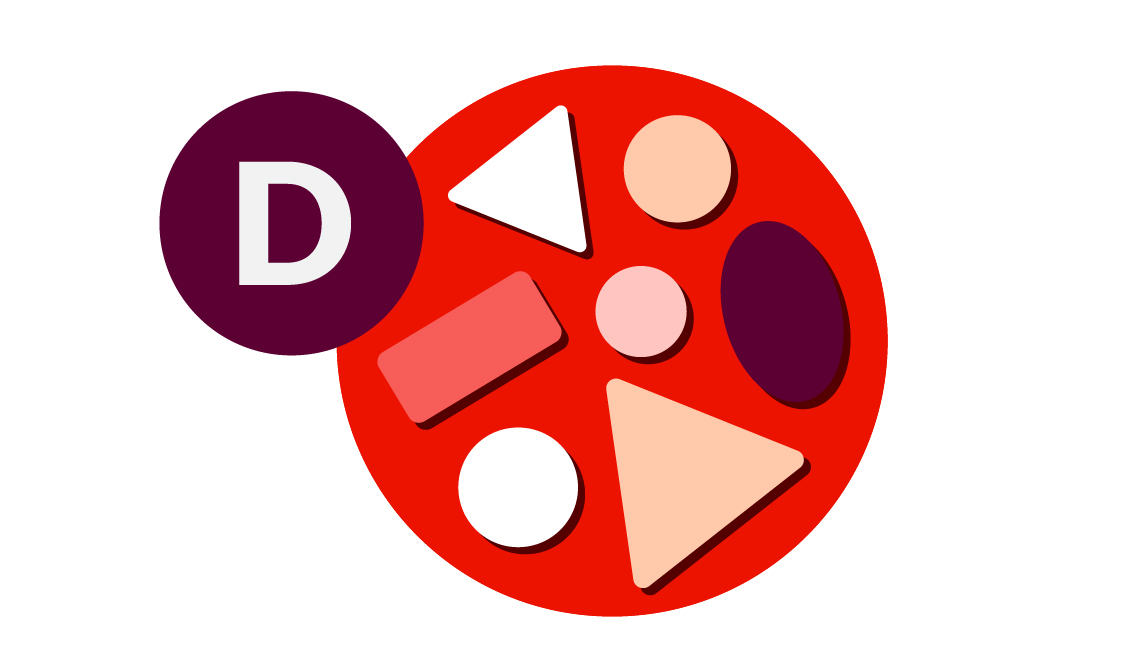 illustration of different shapes next to the letter d