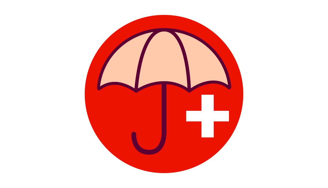 illustration of an umbrella with a plus sign next to it