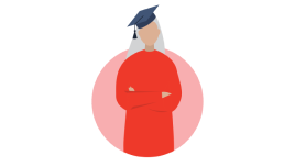 icon illustration of a person in a graduation cap