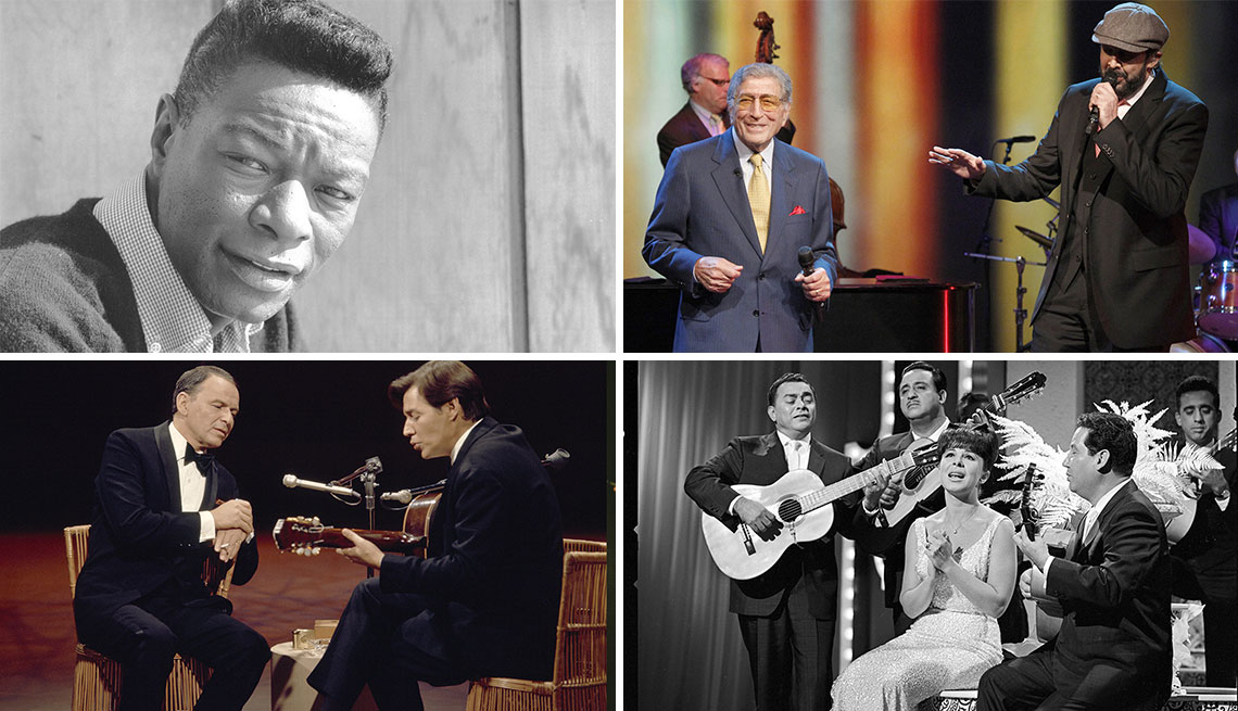 Nat King Cole, Tony Bennett y Juan Luis Guerra, Frank Sinatra y Eydie Gorme.
