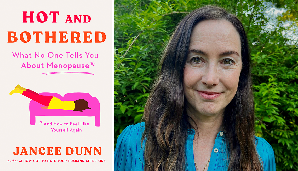 (Izquierda) Portada del libro "Hot and Bothered" y a la derecha, la autora Jancee Dunn.