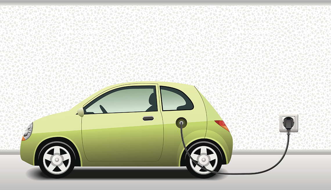 Ilustración de un auto eléctrico que se está cargando Ilustración de un auto eléctrico que se está cargando