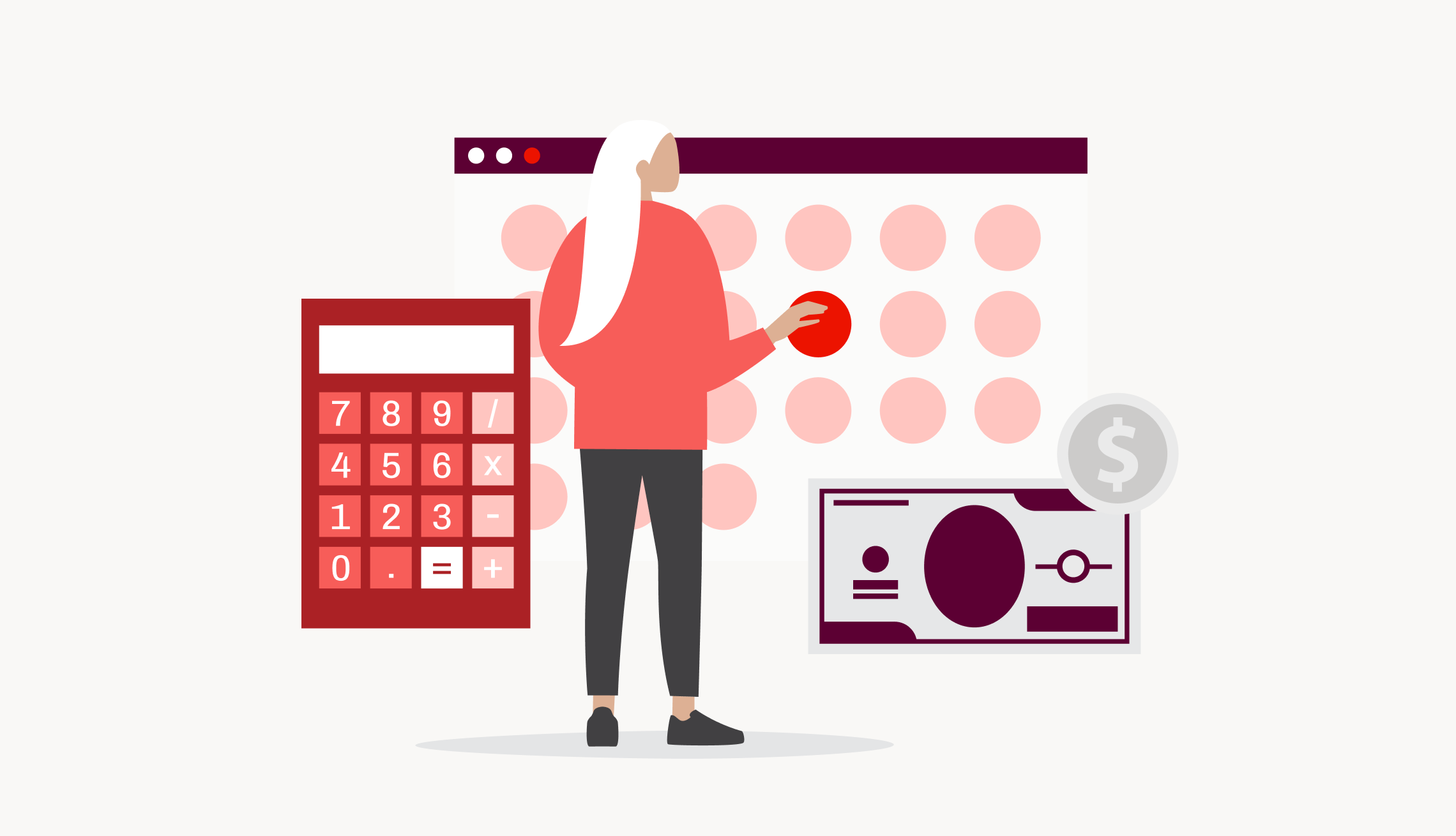 una persona con una calculadora y un libro financiero an illustration of a person with a calculator and financial workbook