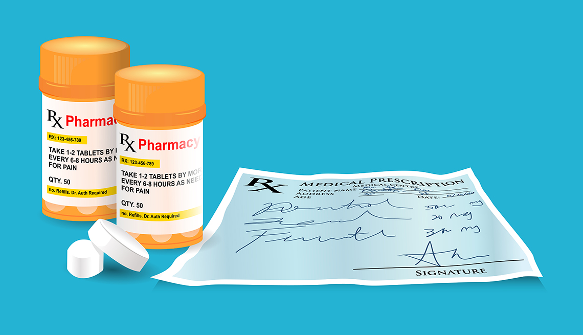 Frascos de pastillas junto a una fórmula médica