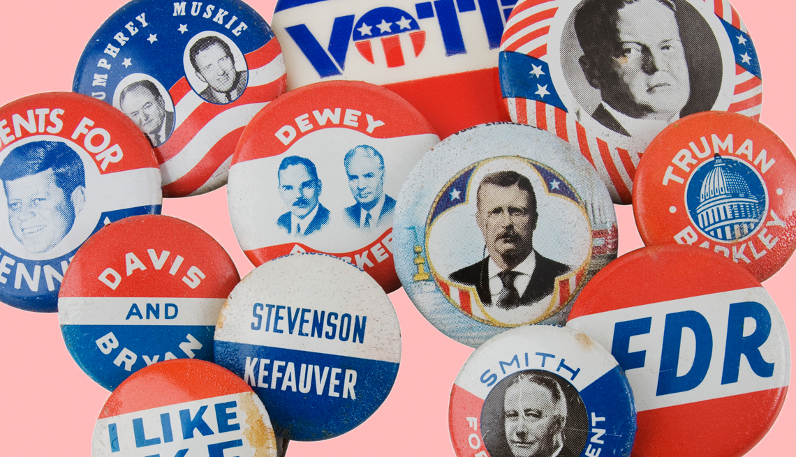 Botones de varias campañas presidenciales