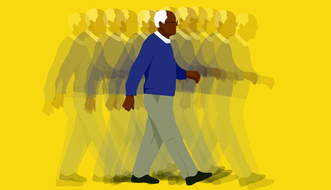 Ilustración de un hombre caminando borroso Ilustración de un hombre caminando borroso