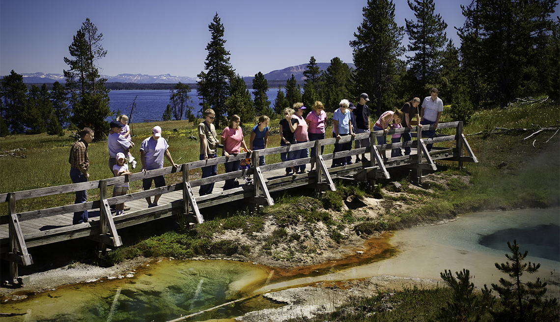 Grupo familiar en el Parque Nacional Yellowstone